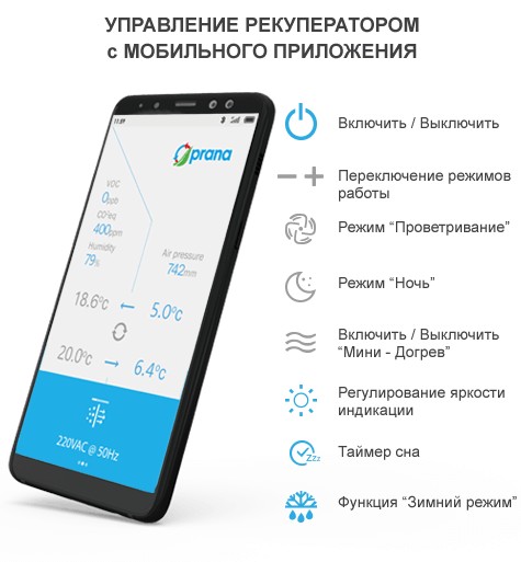 Керування рекуператором Prana 200C Eco Life M2023 за допомогою мобільного додатку