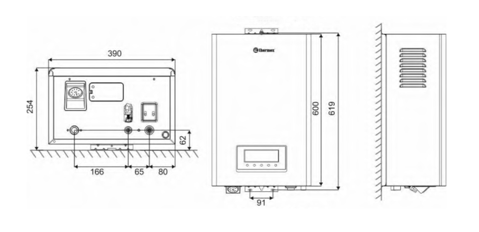 Розміри електричного котла Thermex Grizzly 5-12 Wi-Fi